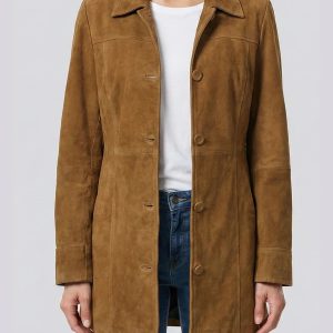 Women's Brown Suede Car Coat
