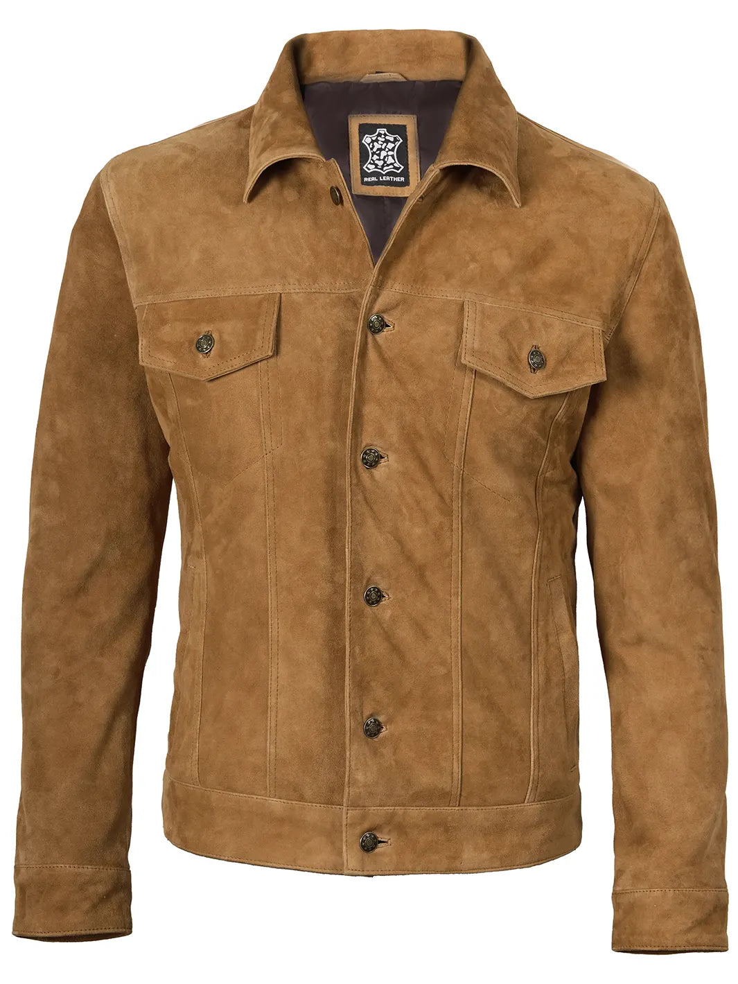 Logan Men's Light Brown Suede Trucker Jacket - Image 4