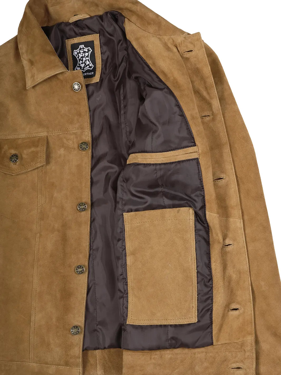Logan Men's Light Brown Suede Trucker Jacket - Image 5