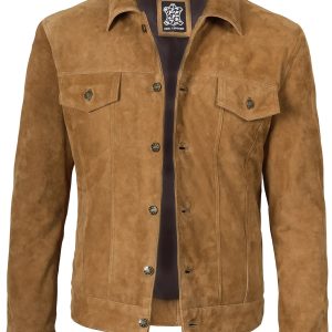 Logan Men's Light Brown Suede Trucker Jacket