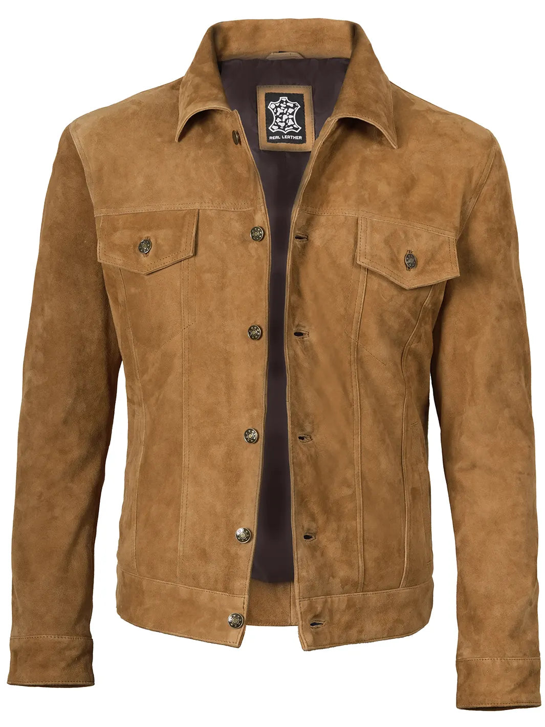 Logan Men's Light Brown Suede Trucker Jacket