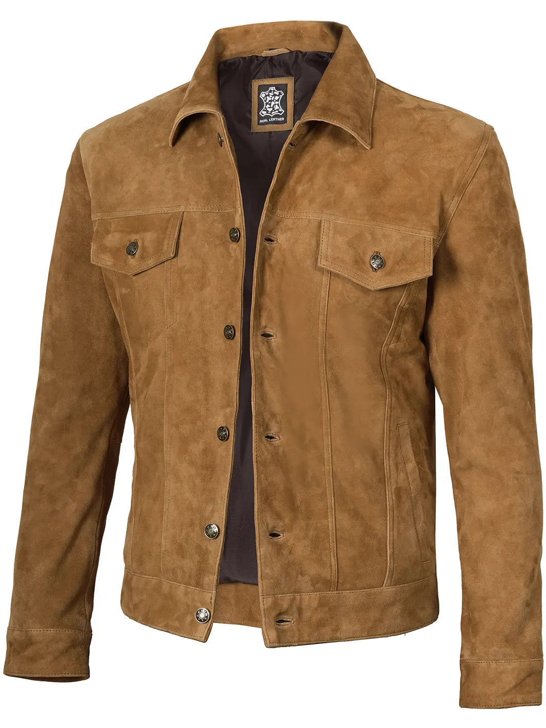Logan Men's Light Brown Suede Trucker Jacket - Image 3