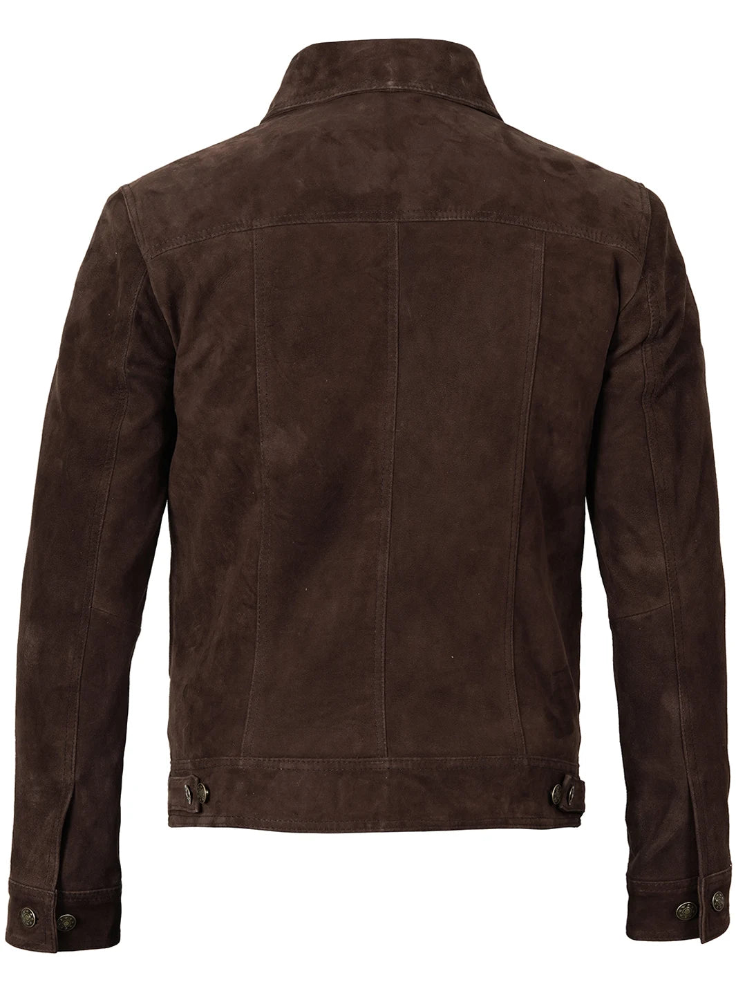 Men's Dark Brown Real Suede Trucker Jacket - Image 2
