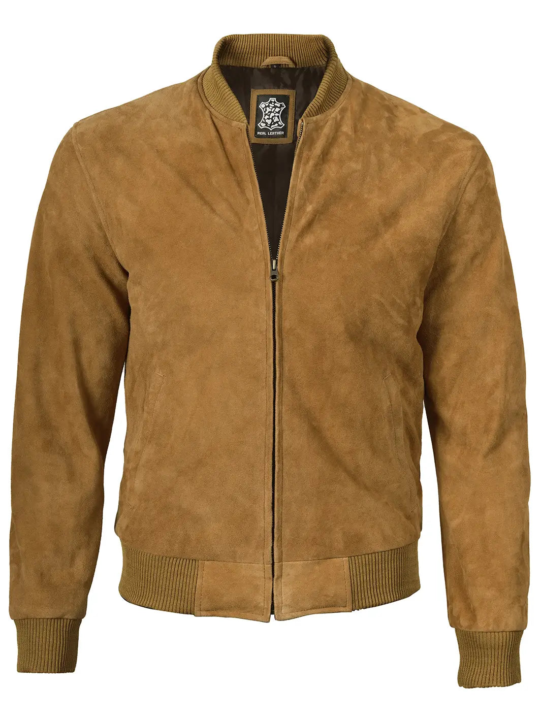 Men's Brown Suede Bomber Jacket - Image 4