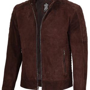 Miguel Men's Quilted Dark Brown Suede Jacket