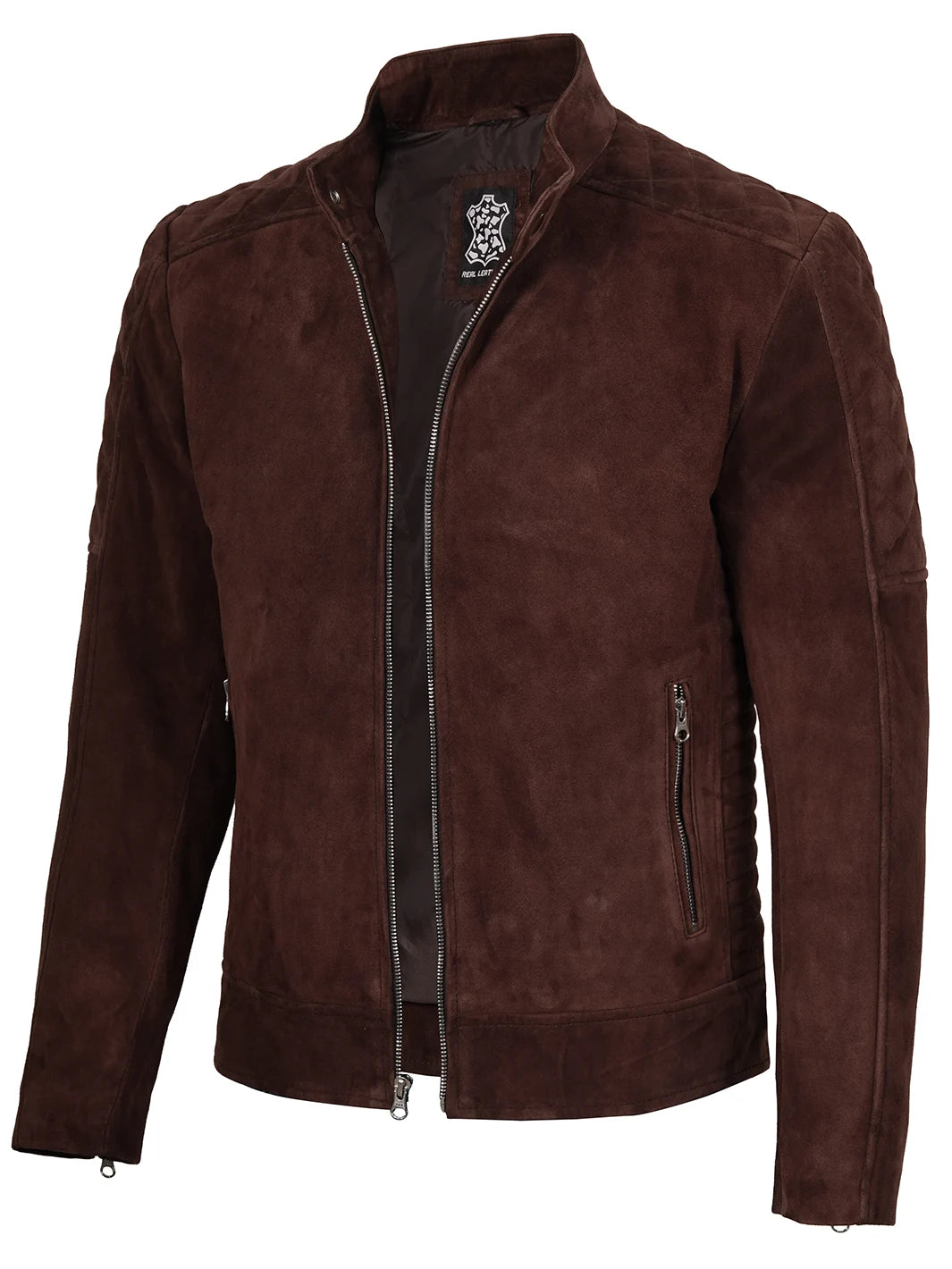 Miguel Men's Quilted Dark Brown Suede Jacket